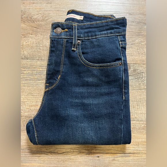 Levi’s Strauss 721 dark wash high rise skinny busted knee jeans - Picture 14 of 15